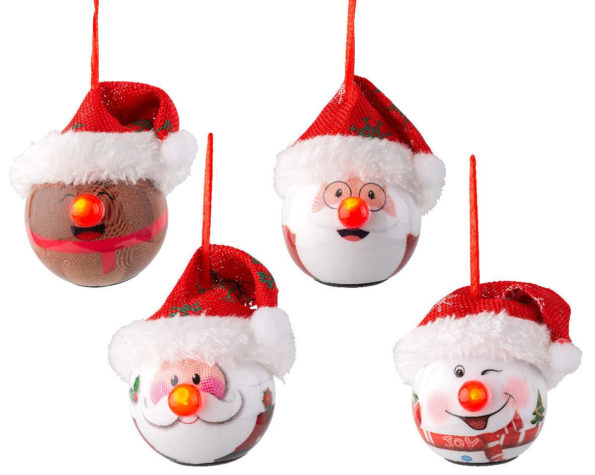LED kerstbal polyfoam flashing effect binnen 4assorti