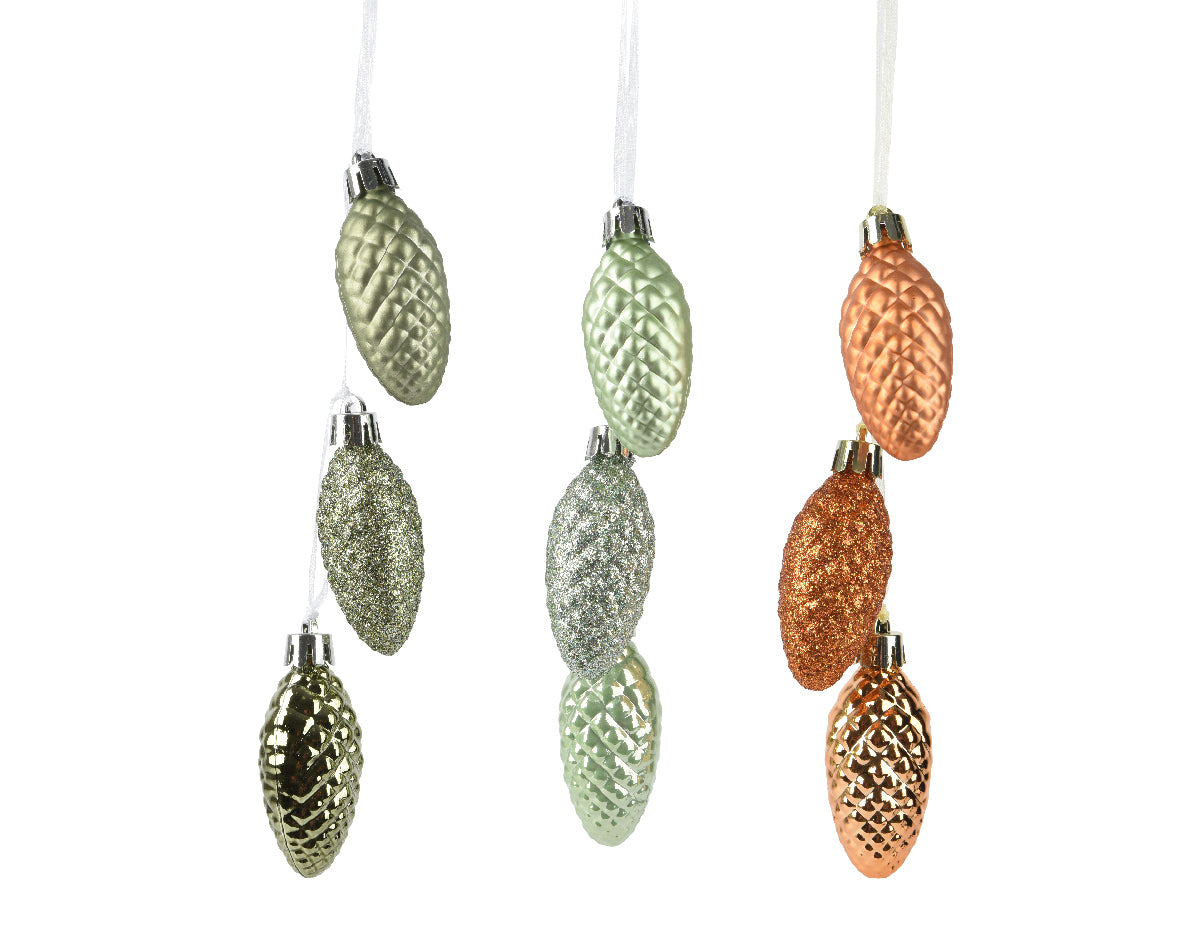 Dennenappel polystyreen 3col assorti