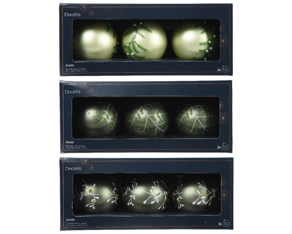 Kerstbal glas 3col ass