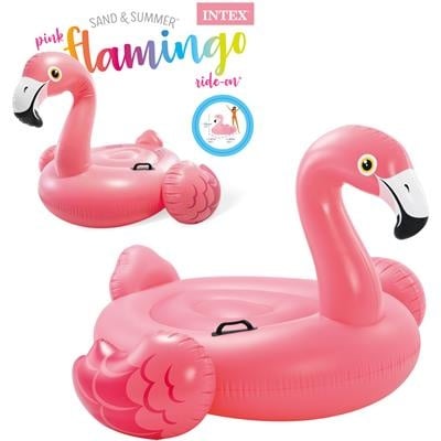 Roze flamingo opblaasbare drijfhulp met vogelkop en zijkantvinnen