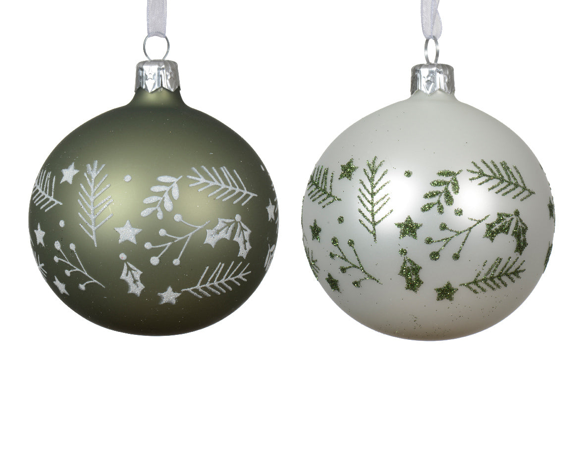 Kerstballen glas 2col assorti