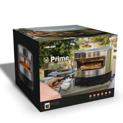 Verpakkingsdoos van Solo Stove Pi Prime pizzaoven, met afbeelding van oven