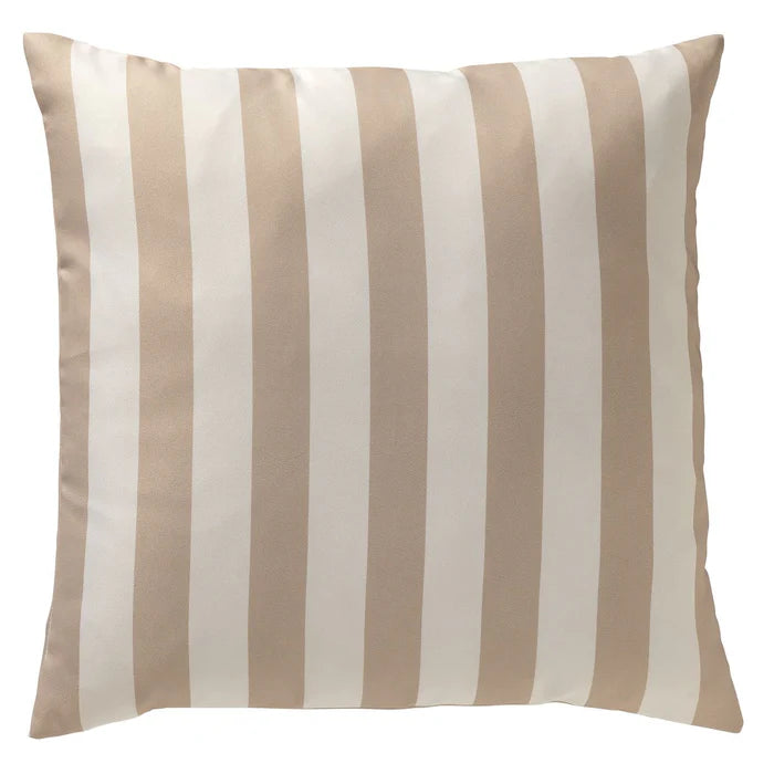Buitenkussen 45x45 cm met beige en crème verticale strepen