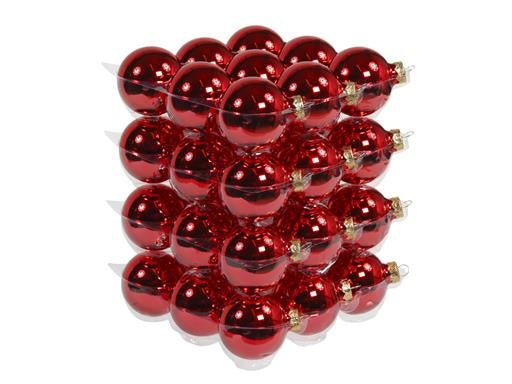 36 Kerstballen, glas glans rood 57mm