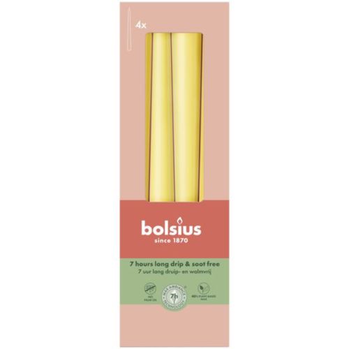 Gotische dinerkaars 245/24 Sunny Yellow per 4 stuks - Bolsius