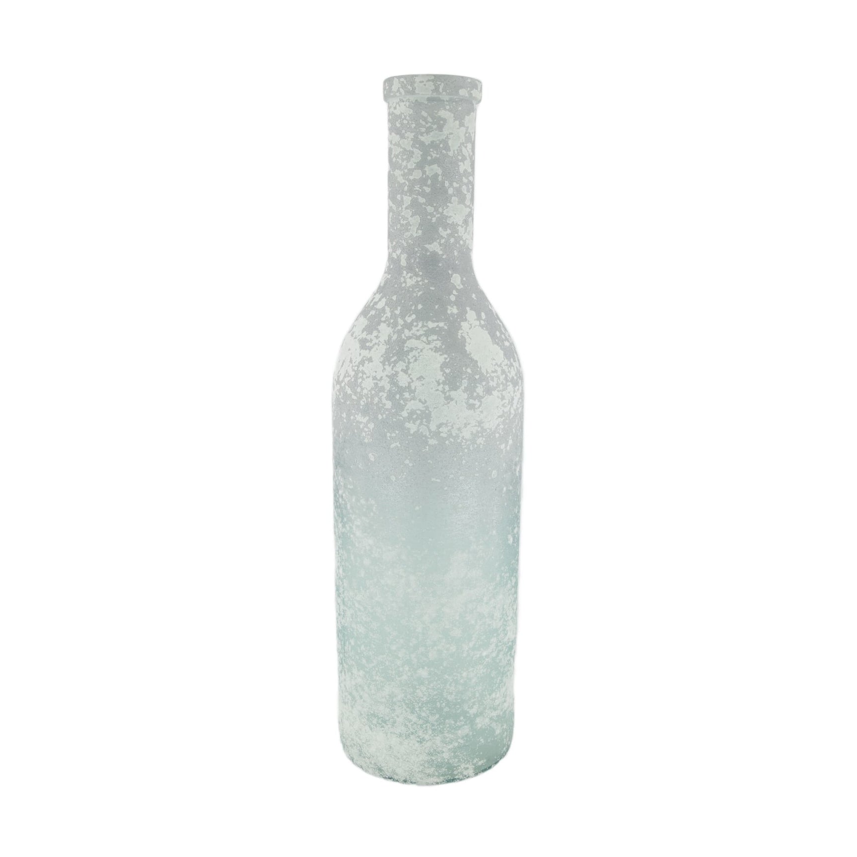 Fles van gerecycled glas, grijs-groen, smalle hals en brede schouder