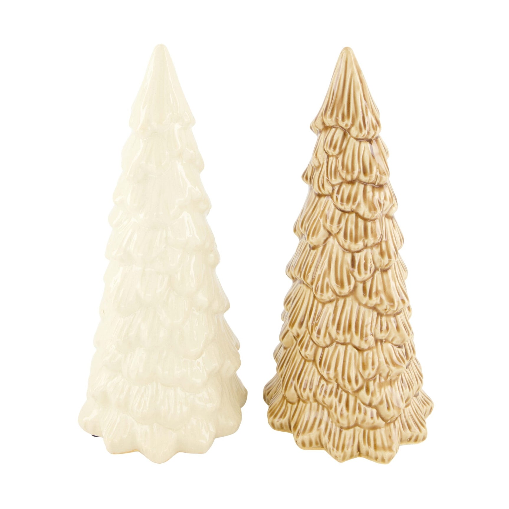 Keramische boompjes van 11x11x26 cm, wit en beige, geglazuurd, staand