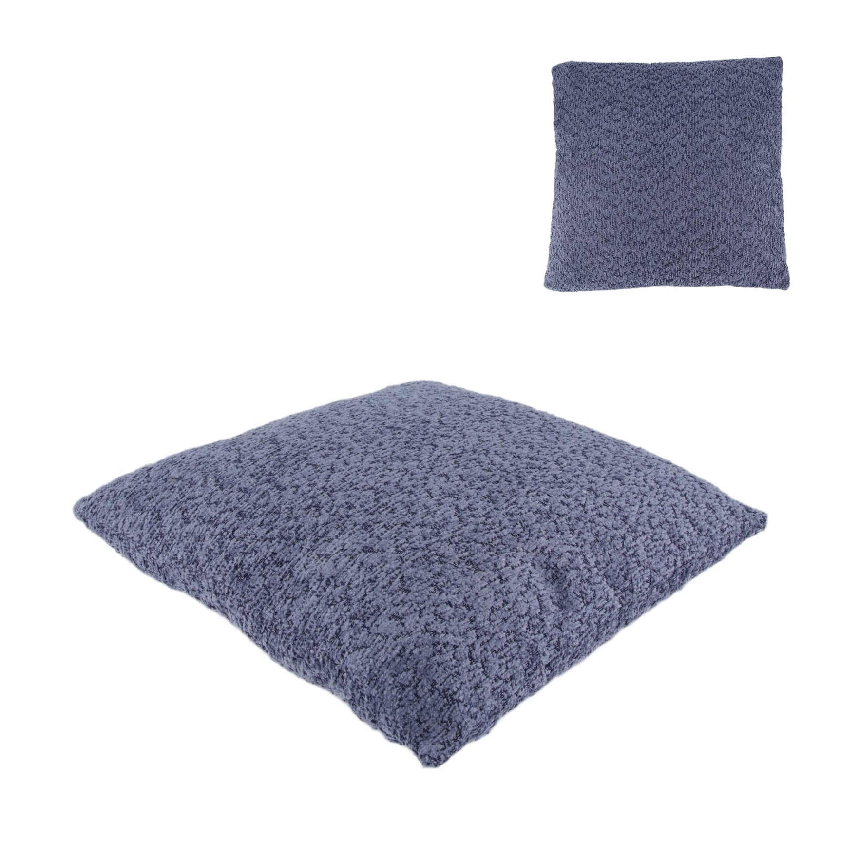 Polyester kussen 45x45x8 cm, donkerblauwe sierkussenhoes met ruw textuur