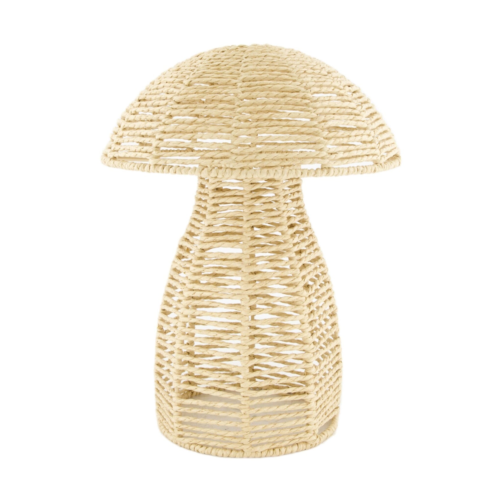 Papieren touw paddenstoel met geweven structuur, beige, ca. 28x28x38 cm