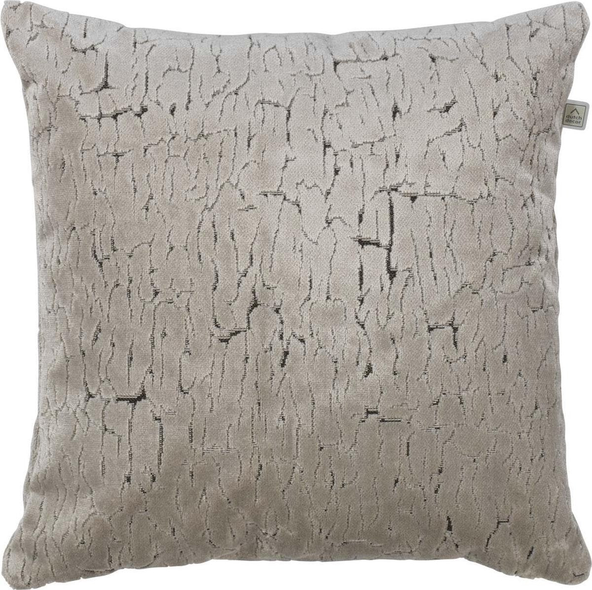 Dutch Decor Verdi sierkussen 45x45 zand, vierkant met reliëf geweven patroon en label