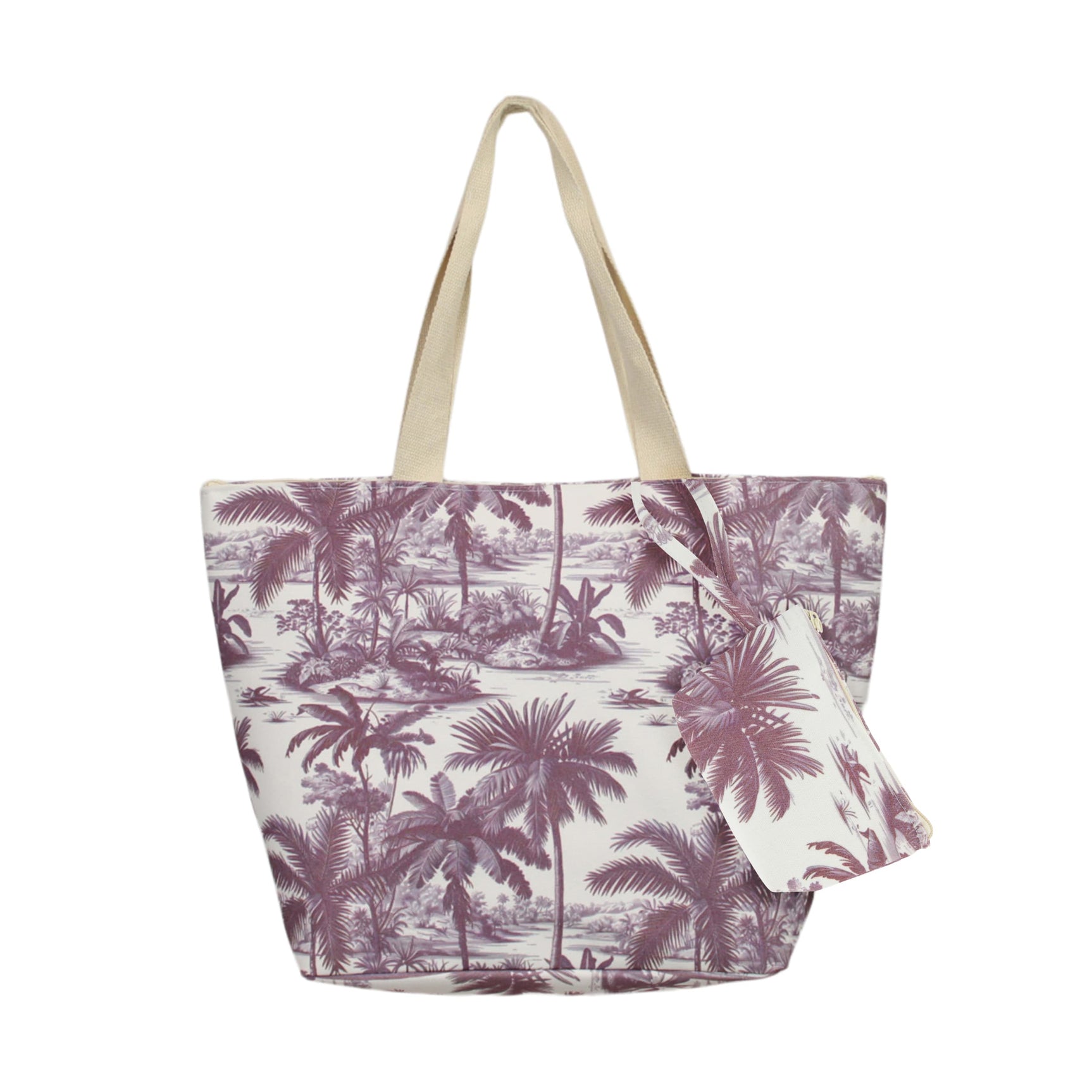 Canvas tote tas met palmboomprint en effen handvatten