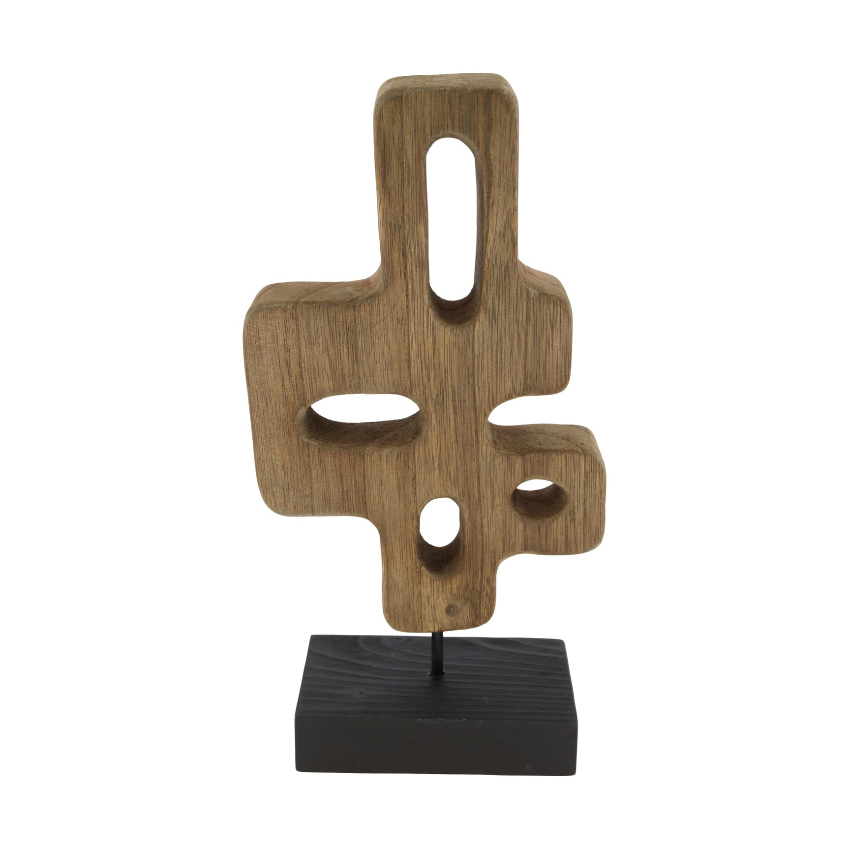 Beeld organisch paulownia hout on stand 18x9x38cm