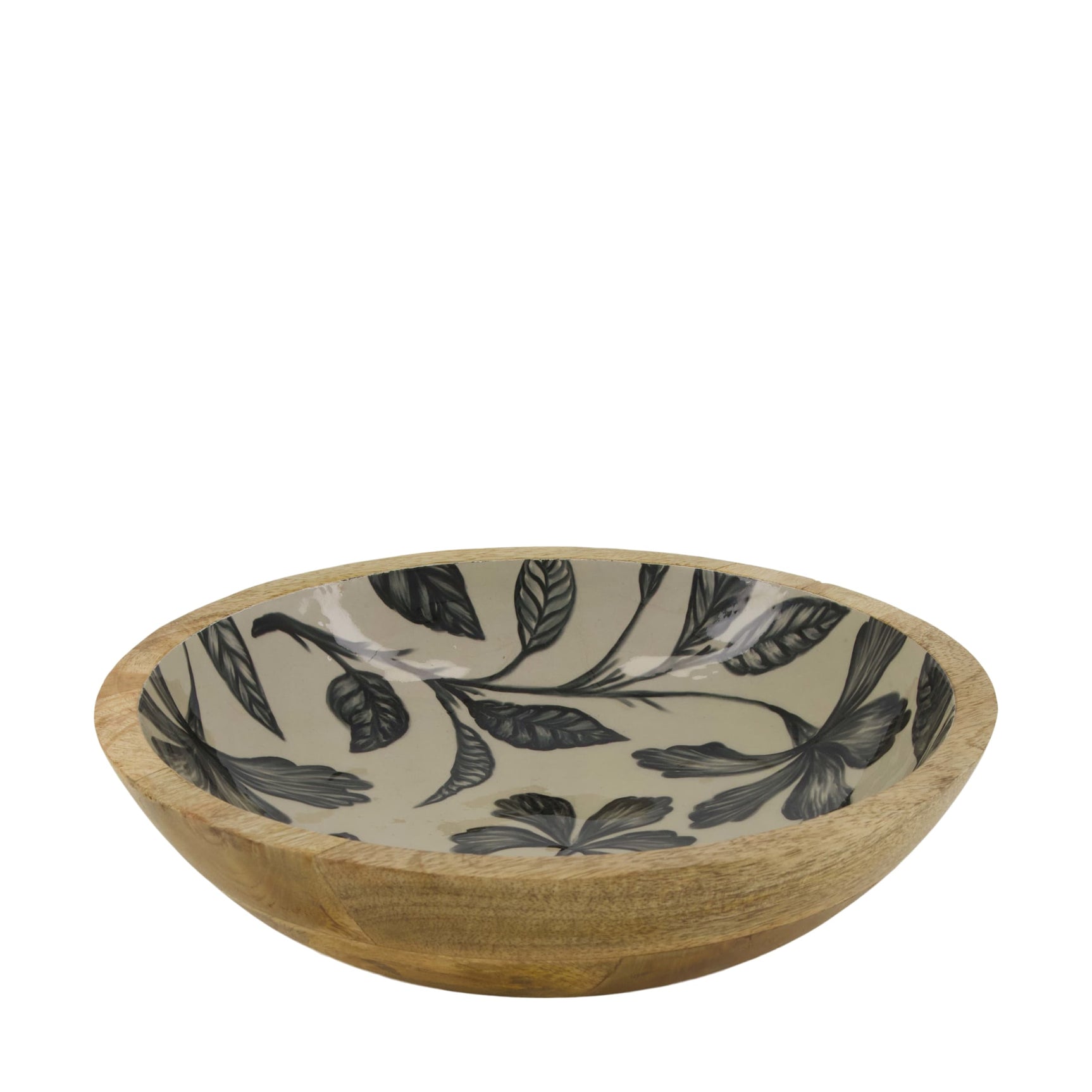 Kom rond mango hout met print 28x28x7cm