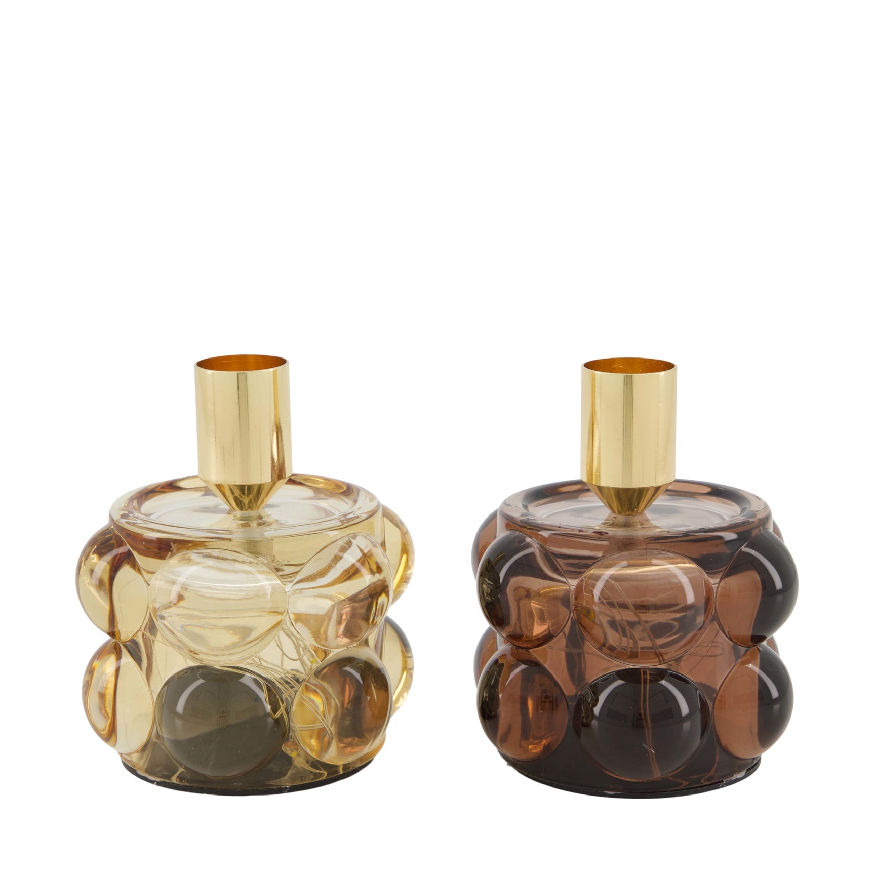 Dinner kaars houder met led glas 8.5x8.5x10.5cm assorti van 2