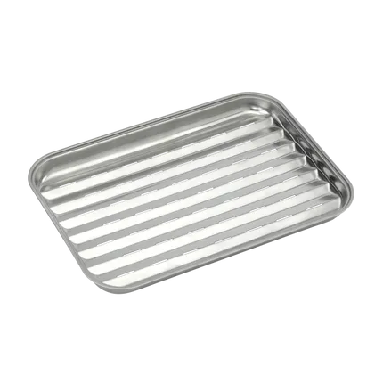 RVS herbruikbare grillpan met roosterinzet en opstaande rand