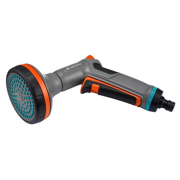 Gardena comfort sproeikop voor bloembed, grijs met oranje spuitmond en tuinslang-aansluiting