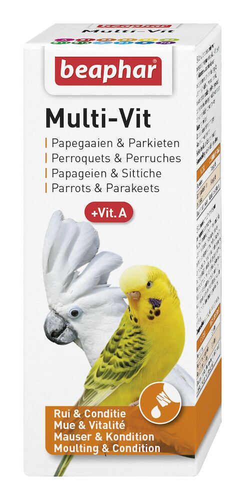 Beaphar Multi-Vit voor papegaaien en parkieten, vloeibare vitamines 50 ml
