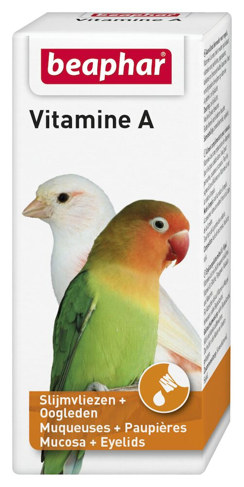 Beaphar vitamine A doosje met afbeelding van papegaaien