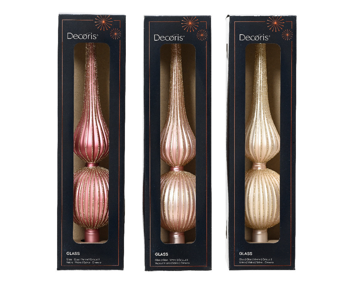 Piek glas matt rib mould, champagne glitter 3col ass