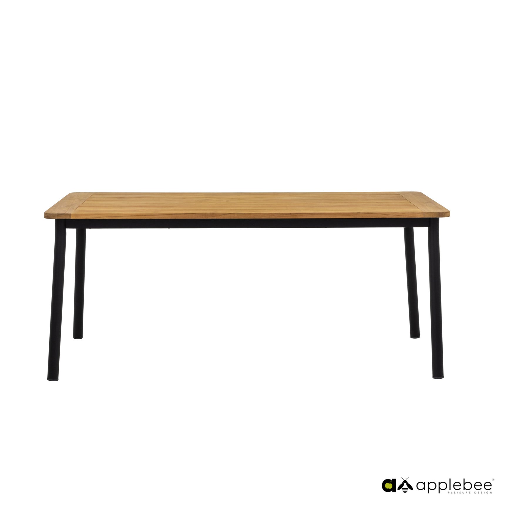 Apple Bee eettafel met houten blad en zwarte poten, rechthoekig