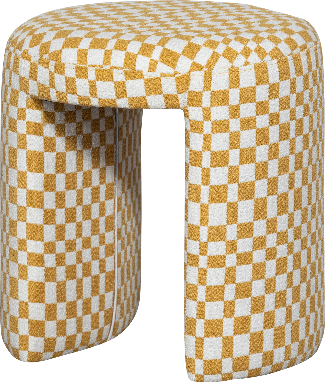 WOOOD - Charlie gestoffeerde kruk ruit dessin geel