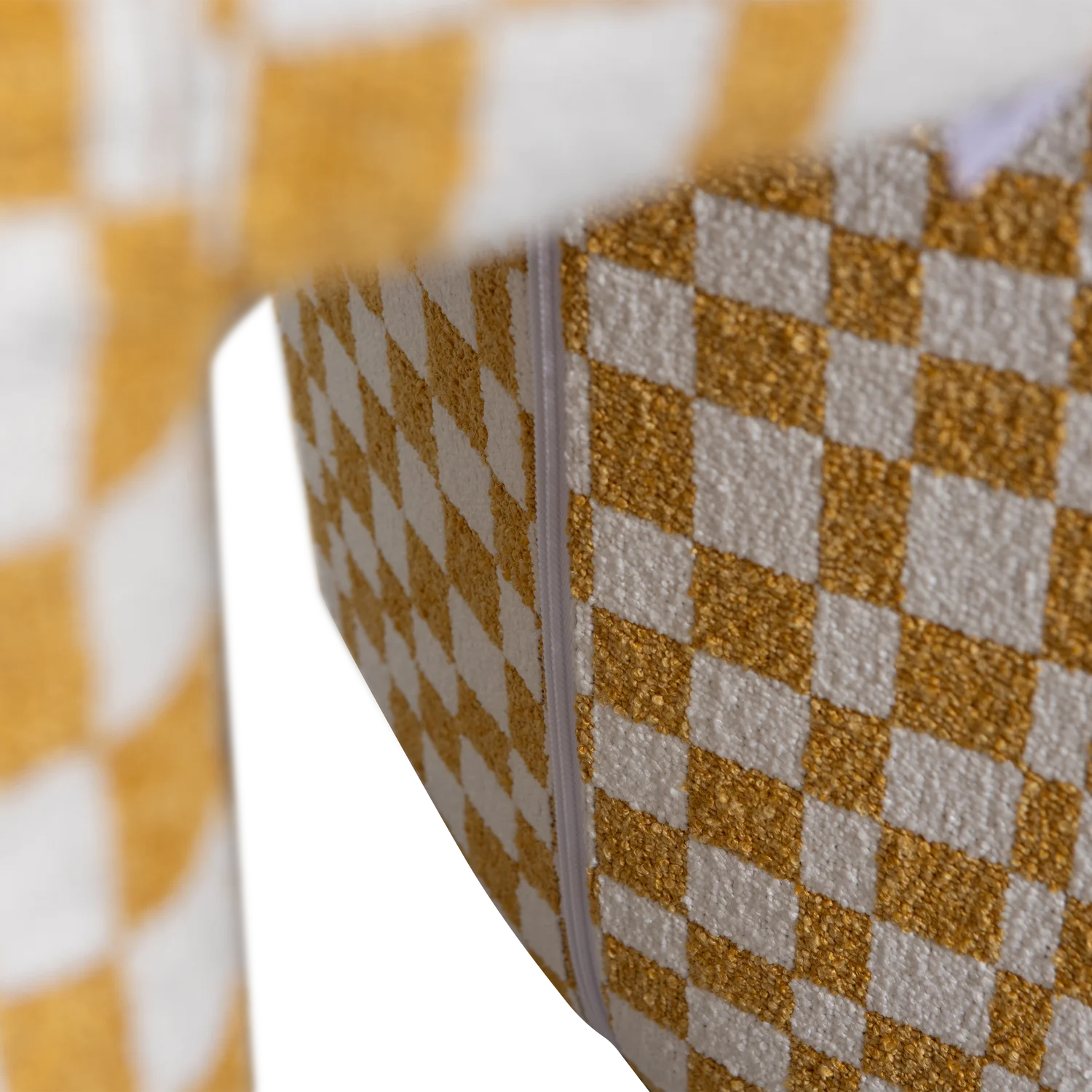 WOOOD - Charlie gestoffeerde kruk ruit dessin geel