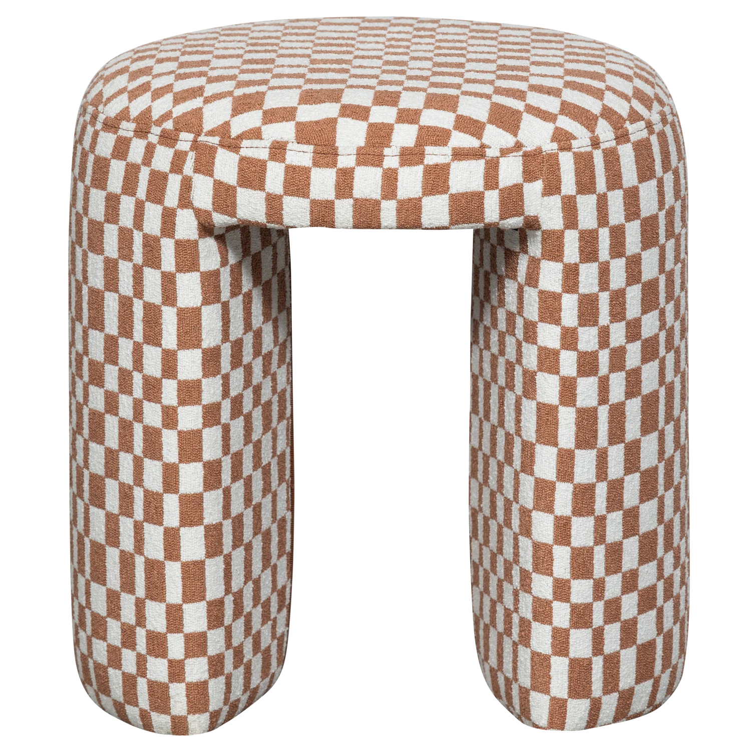 WOOOD - Charlie gestoffeerde kruk ruit dessin oranje