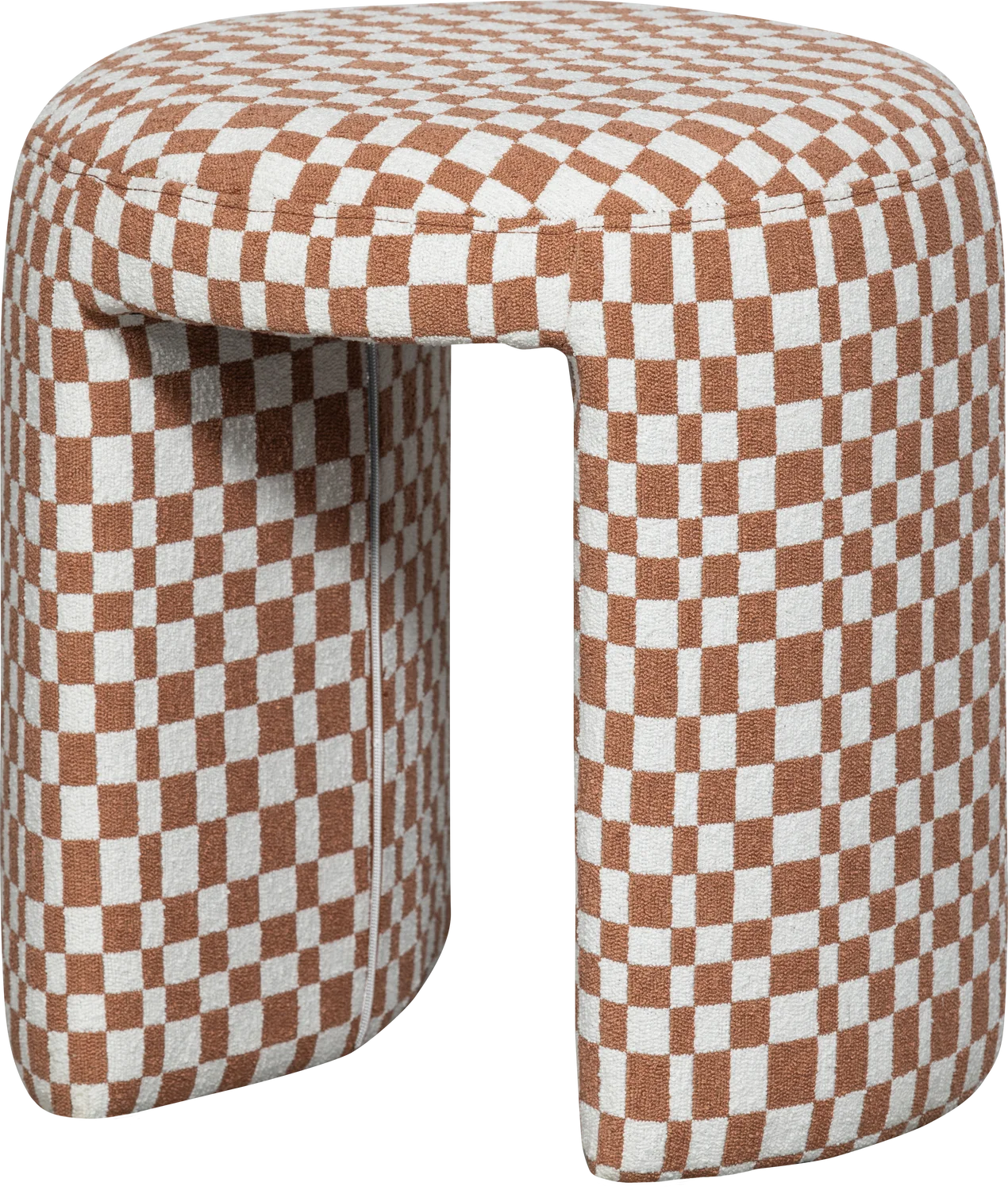 WOOOD - Charlie gestoffeerde kruk ruit dessin oranje