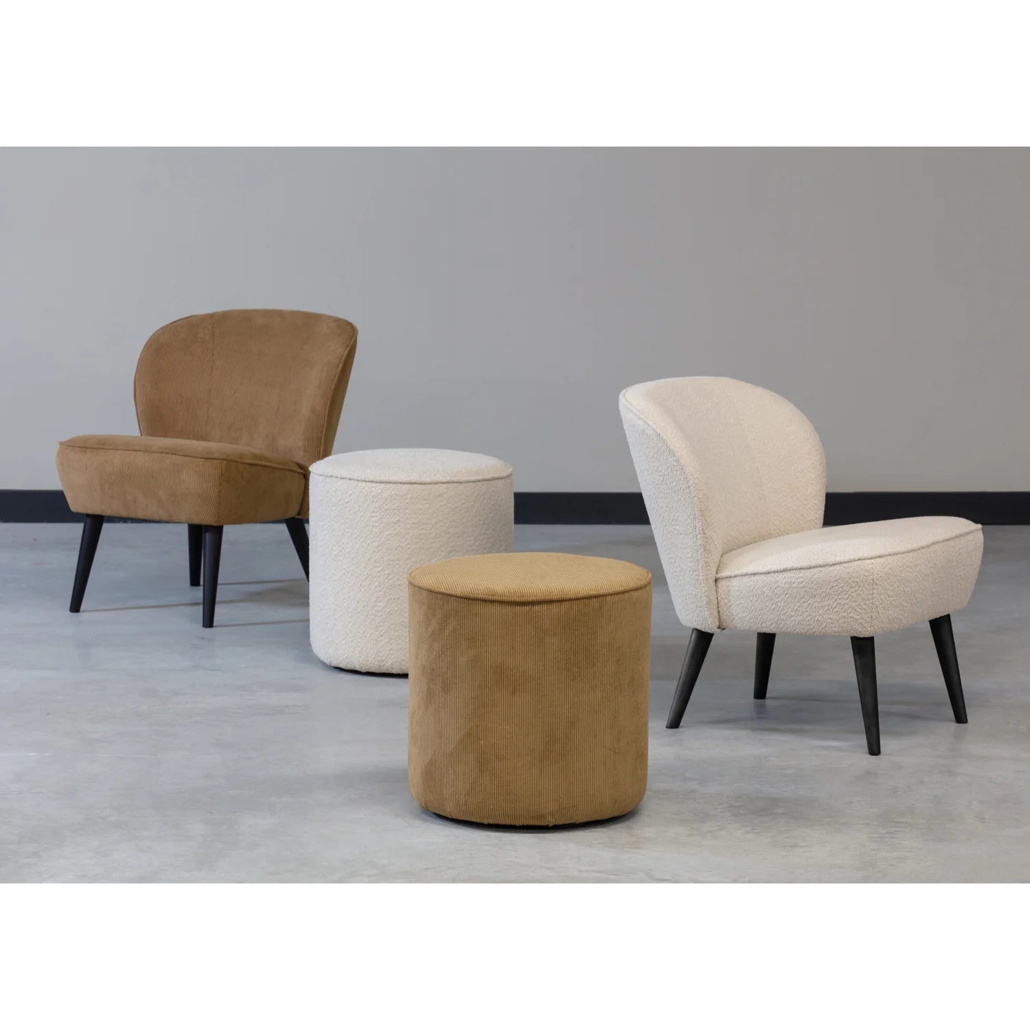 WOOOD - Fauteuil Sara bouclé crème