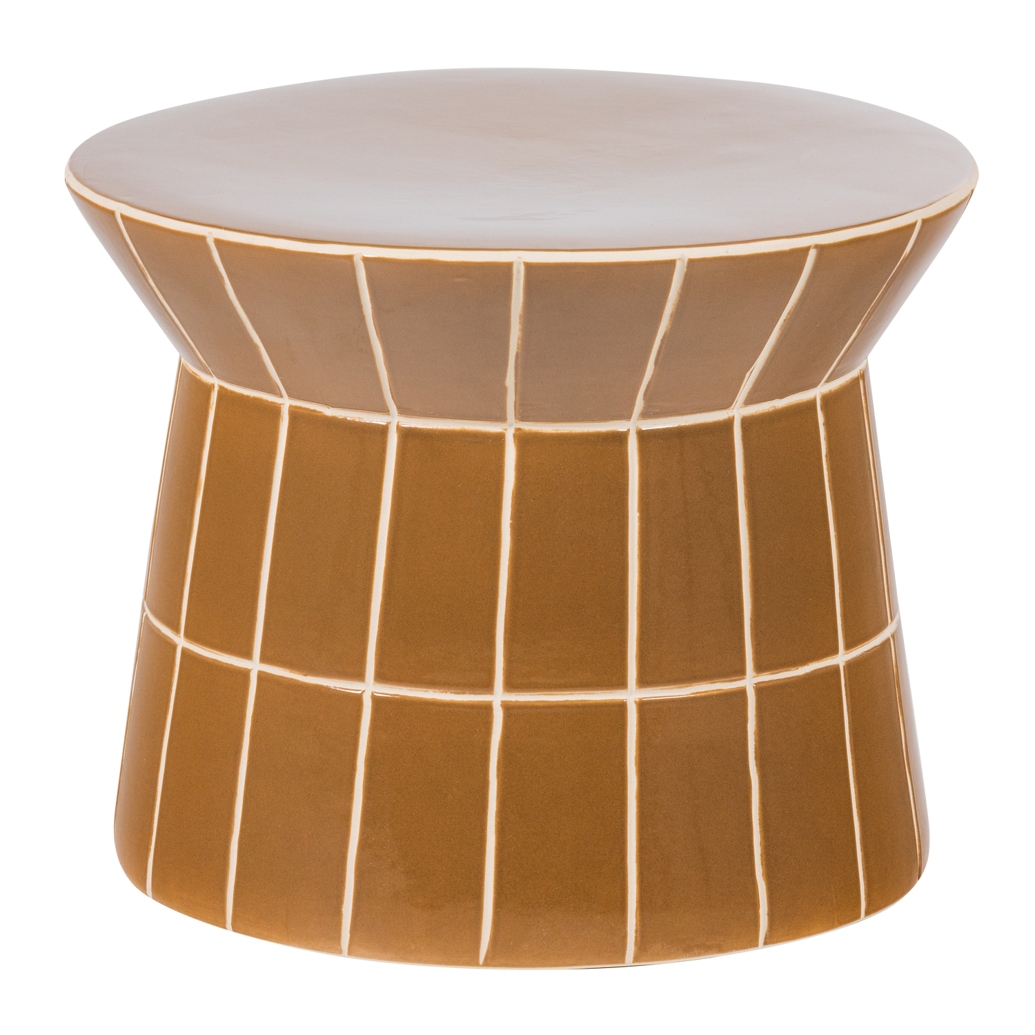 PLU DECORATIEVE BIJZETTAFEL O38X30 CM KERAMIEK HONINGGEEL