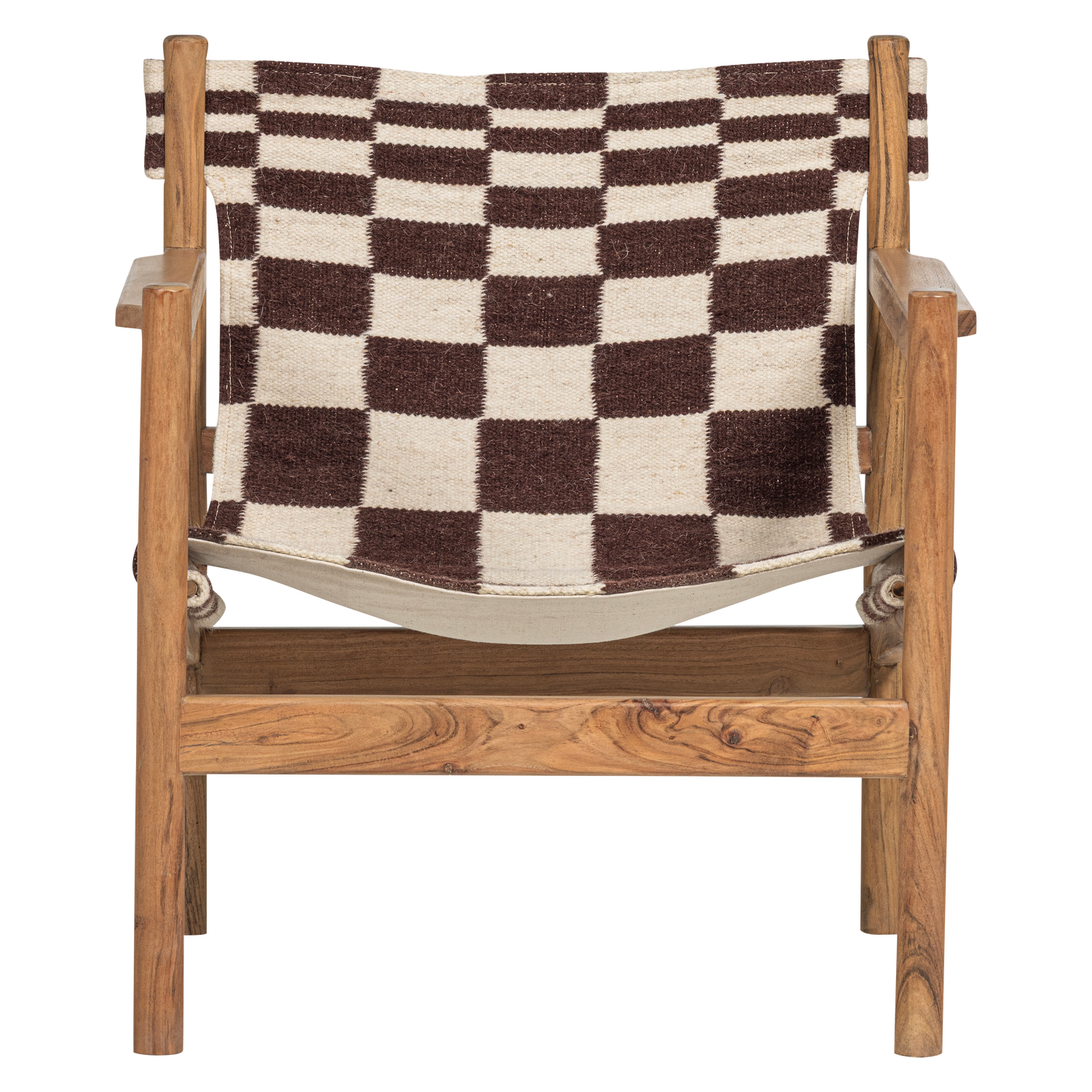 ZANO FAUTEUIL HOUT BRUIN MET KELIM ZITTING NATUREL
