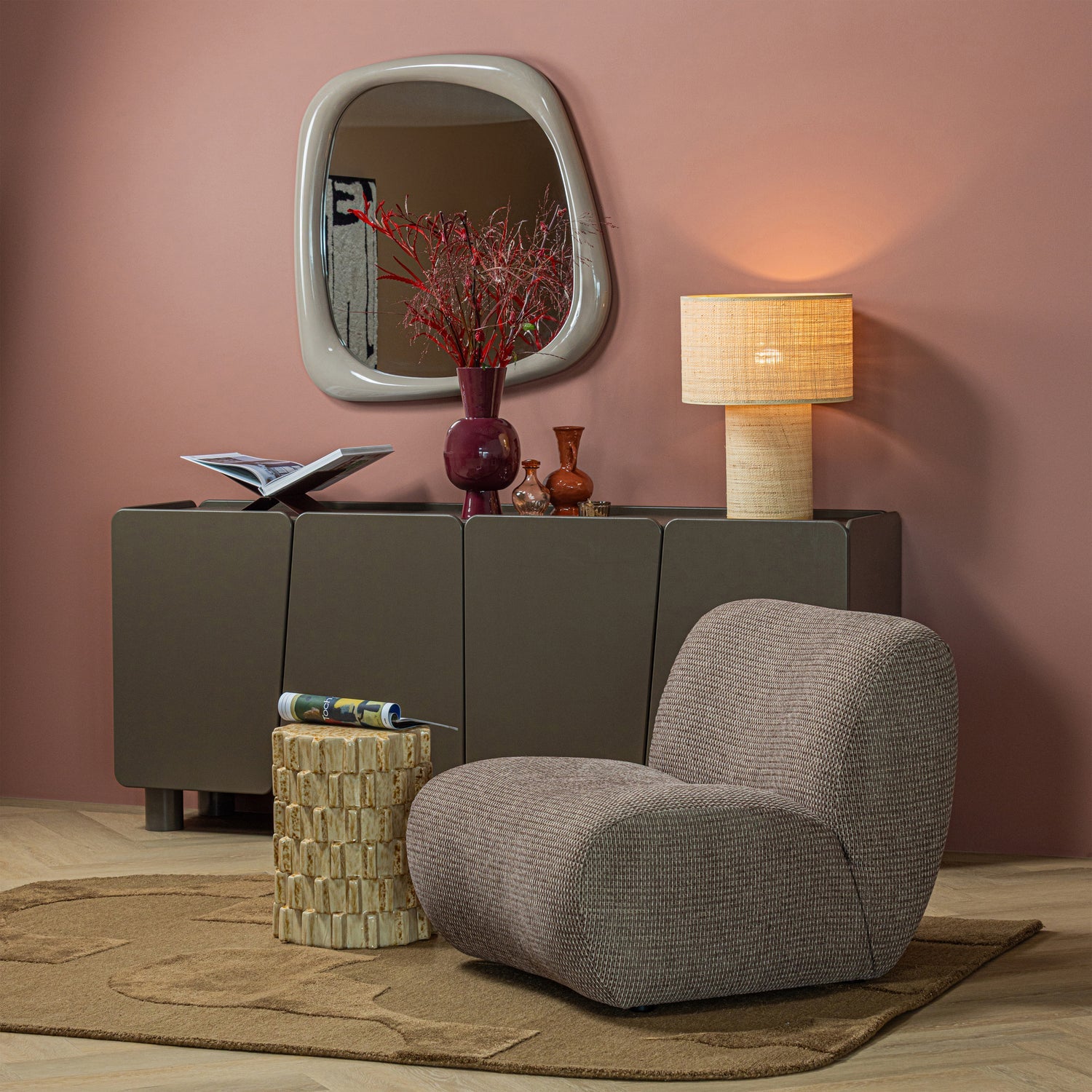 AXU DECORATIEVE BIJZETTAFEL O35X45 CM KERAMIEK ZAND