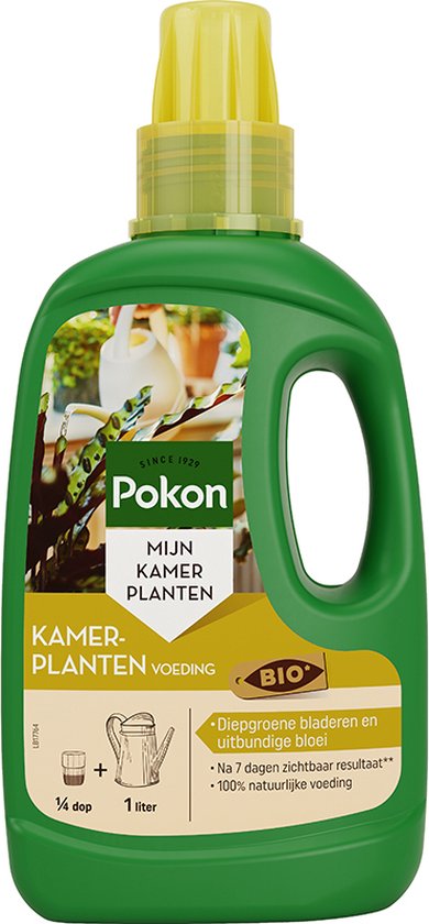 Bio kamerplantenvoeding fles 500 ml met groene fles en gele dop