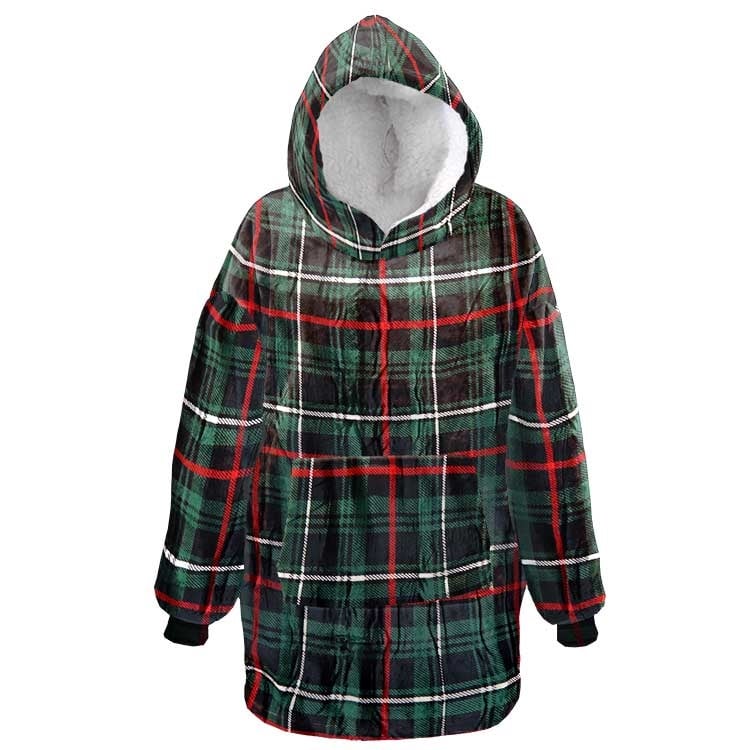 Oversized hoodie met geruit patroon, capuchon en fleecevoering