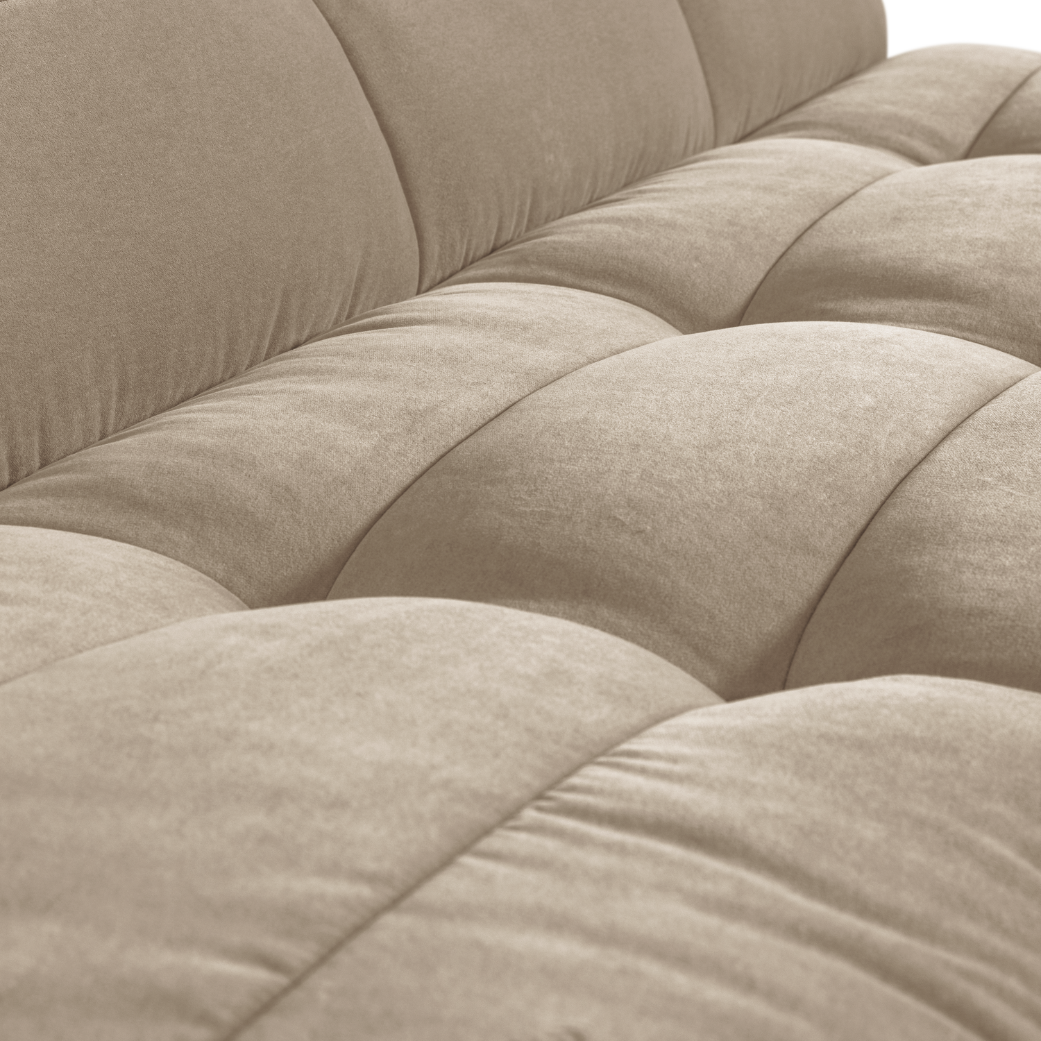 CLUSTER EETBANKJE MET RUGLEUNING VELVET ZACHT BEIGE