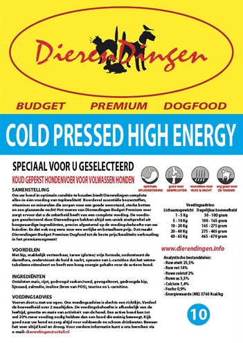 Merkloos Budget Premium Dogfood Cold Pressed High Energy