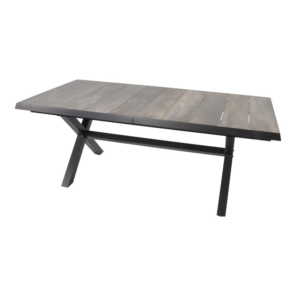 Uittrektafel Castilla zwart met kruispoot 204/264 x 102 cm - Lesli Living
