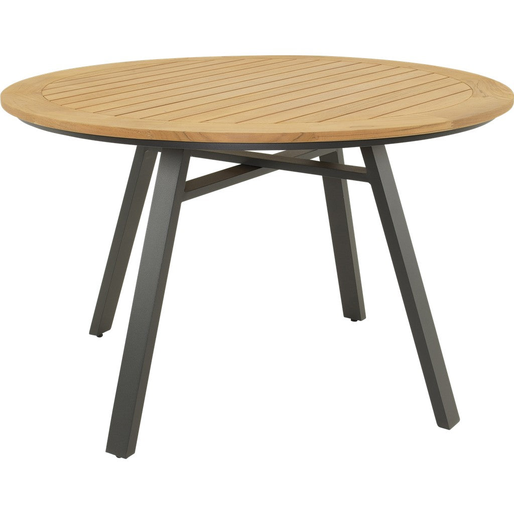 Ronde eettafel Ø120 cm met houtblad en antraciet poten
