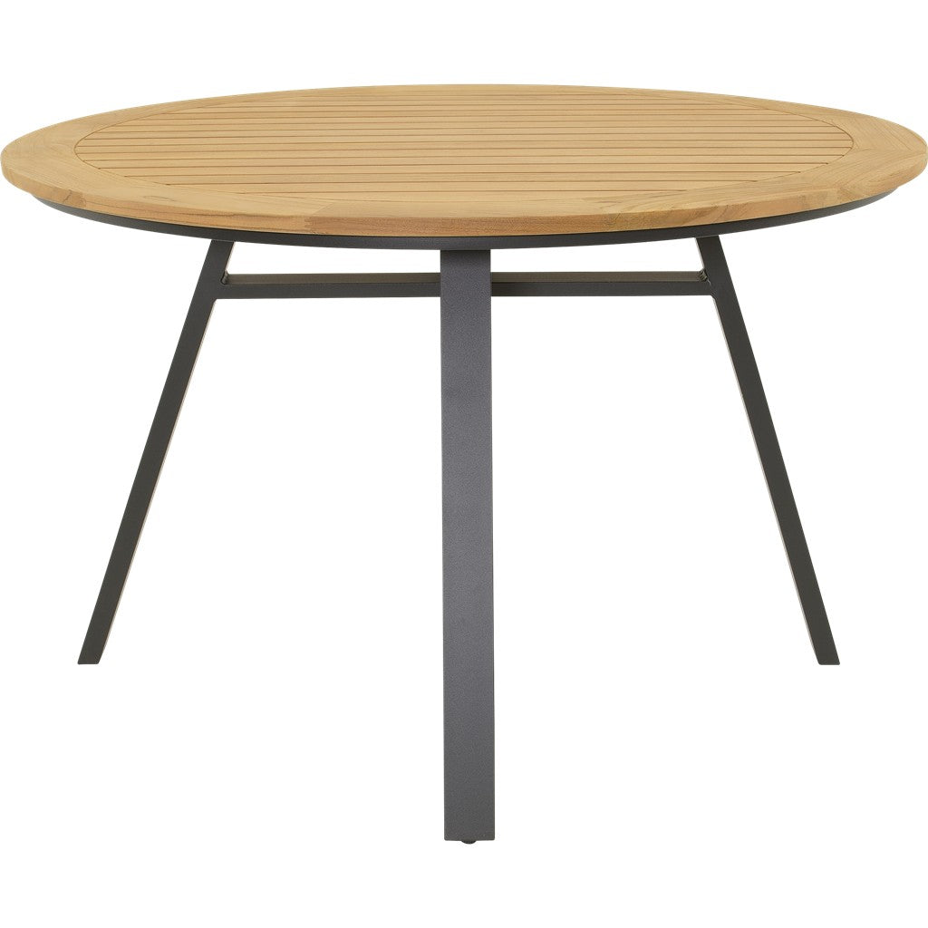 Ronde hout eettafel Ø120 cm met antraciet centrale poot