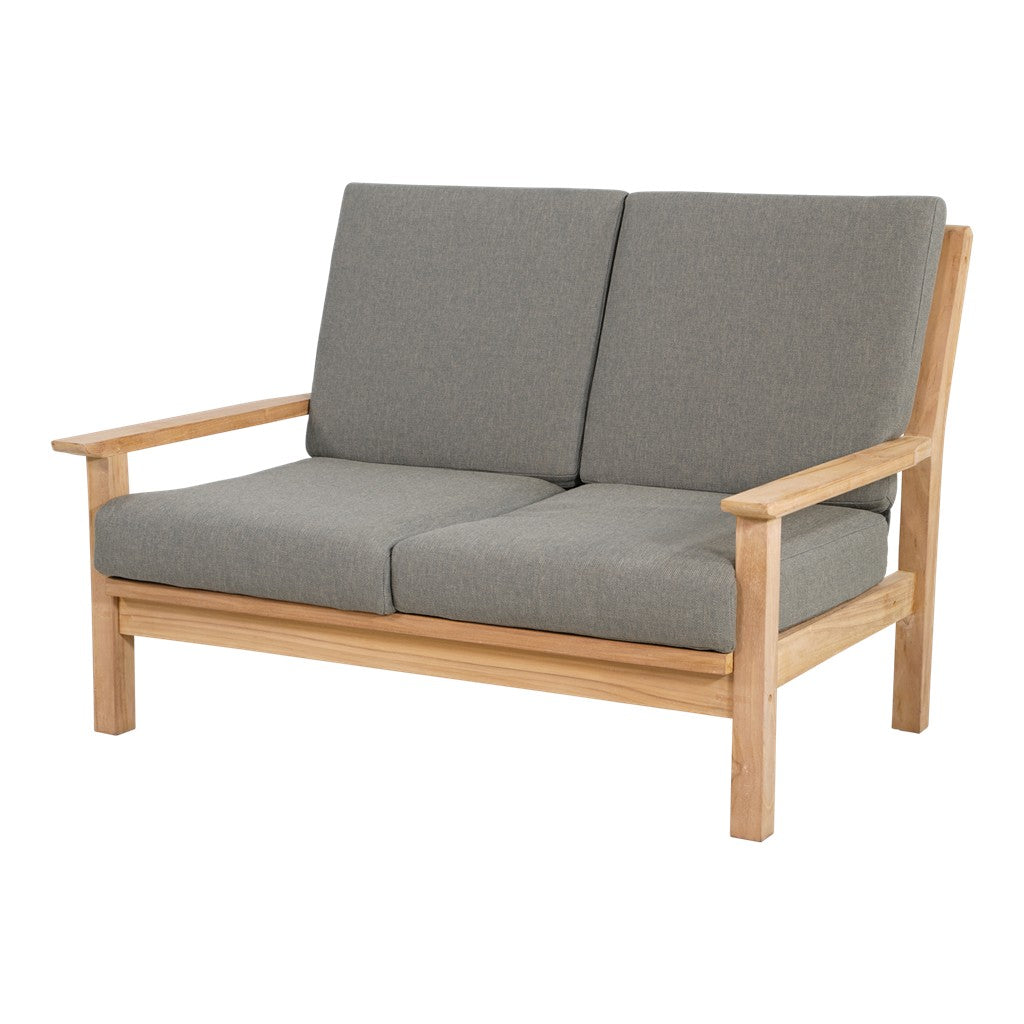 Loungebank teak 124 cm, incl. kussen