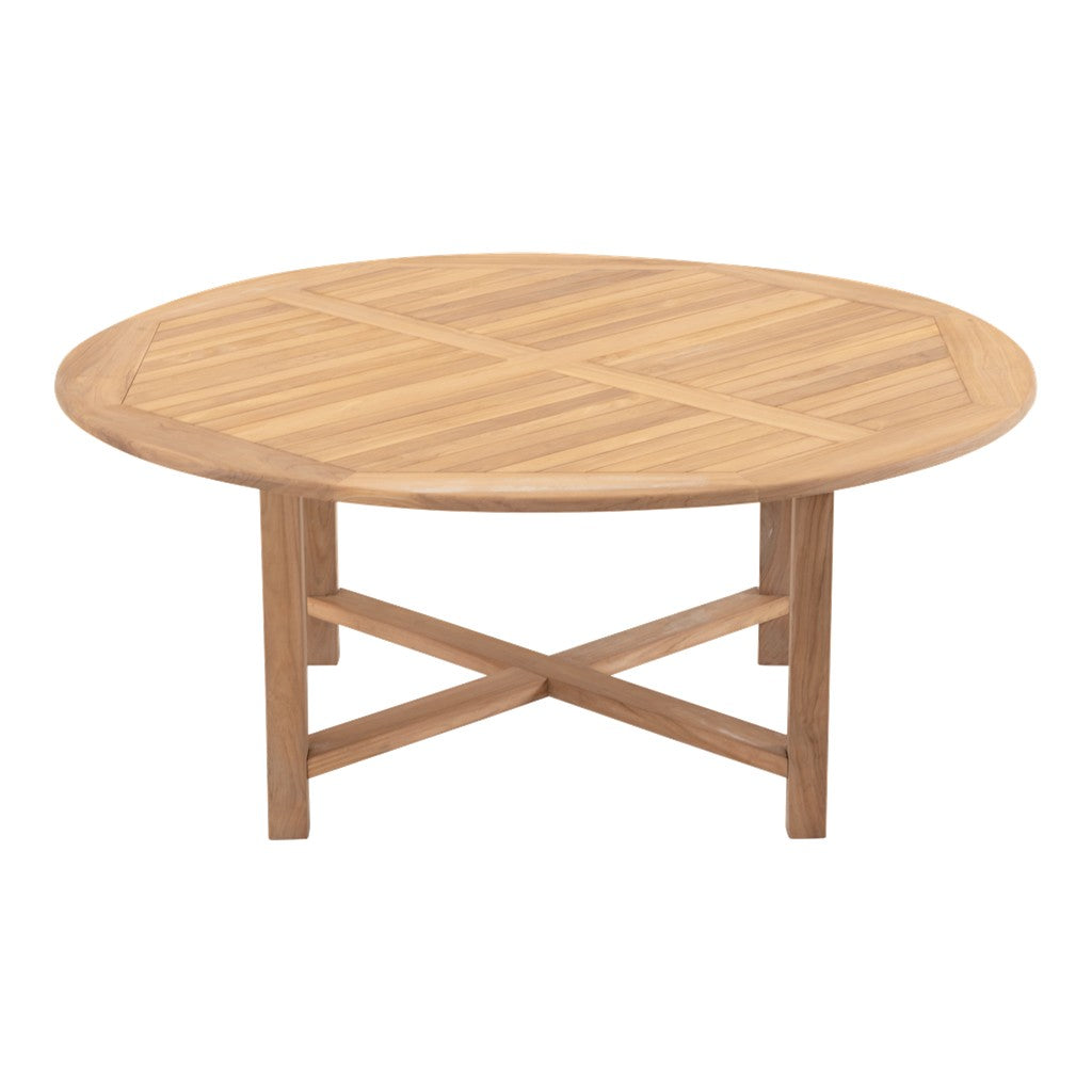 Ronde teaktafel Ø120 cm met X-poten en houten blad