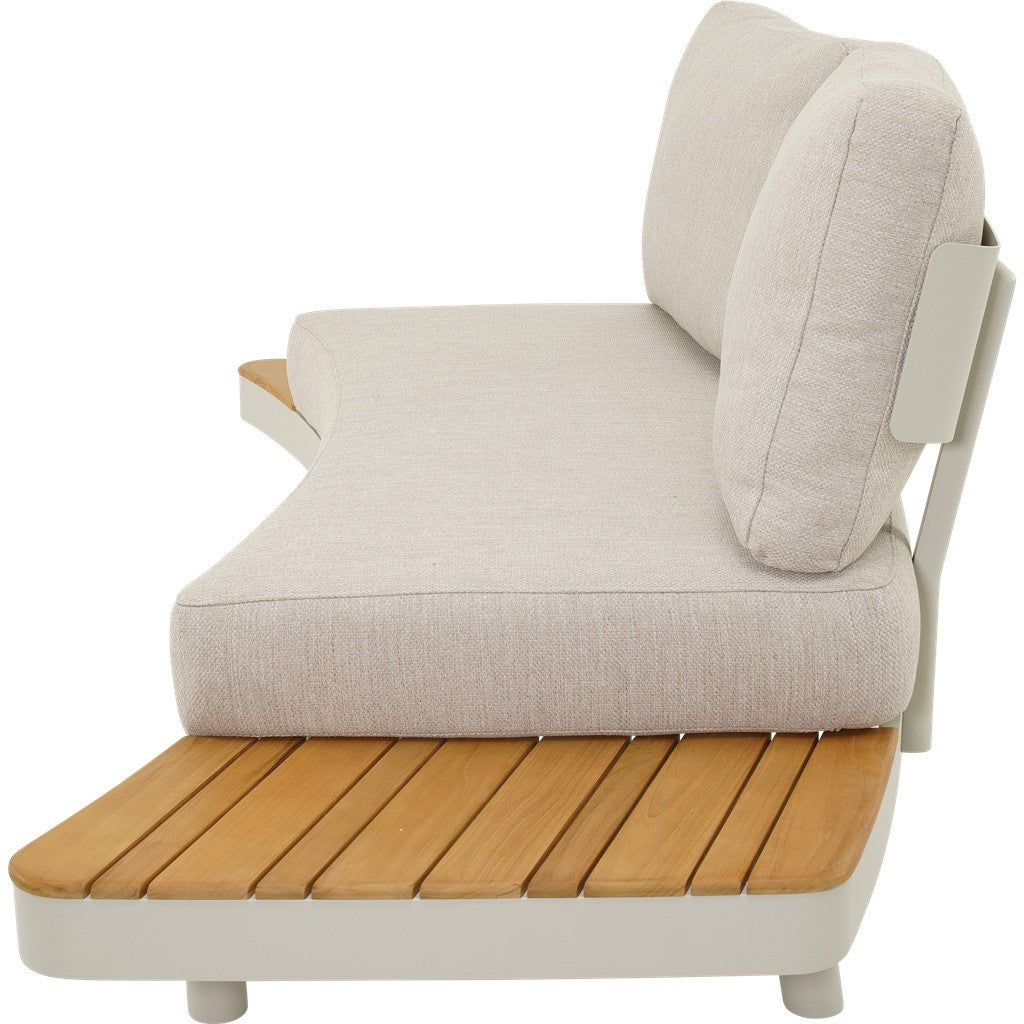 Los zitgedeelte met hoge rugleuning en houten zitvlak, zandkleurig textiel