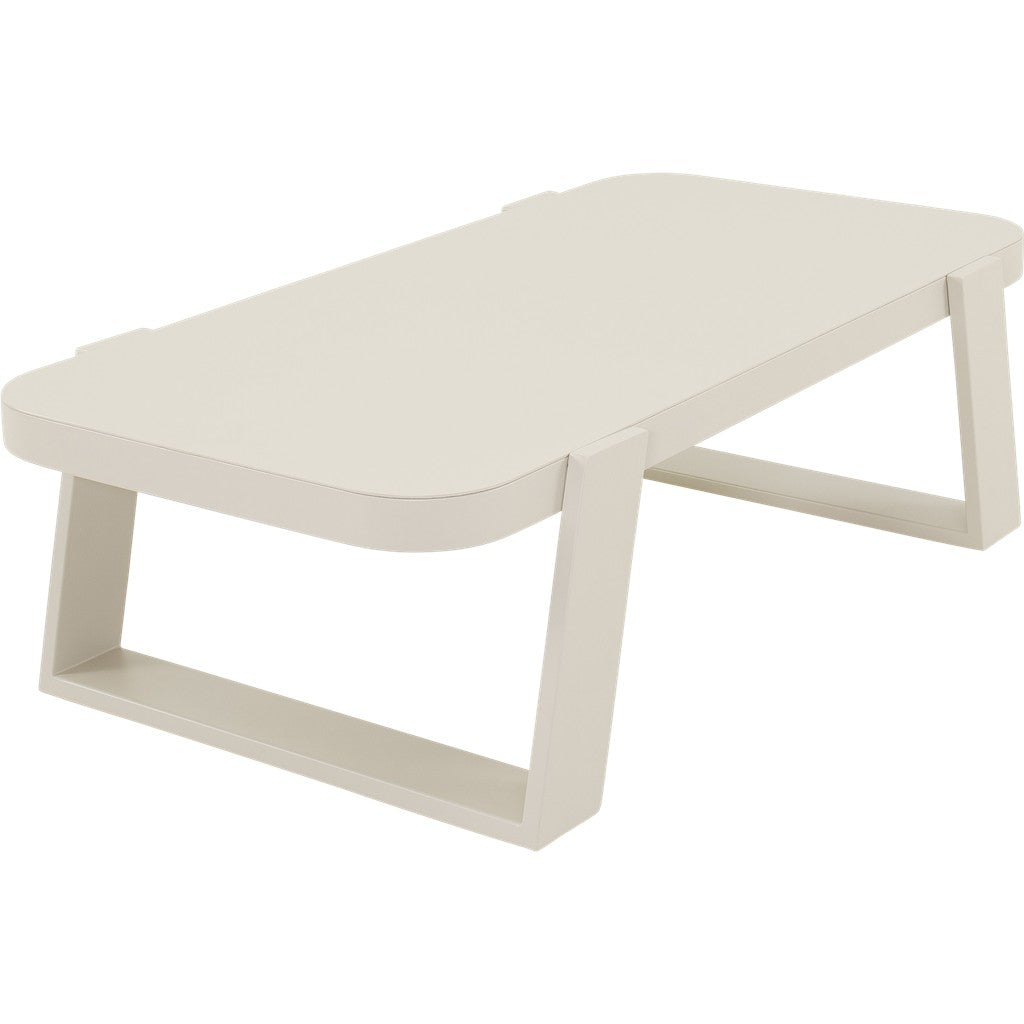 Loungevoetbank met afgeronde zitting en lichtbeige metalen onderstel
