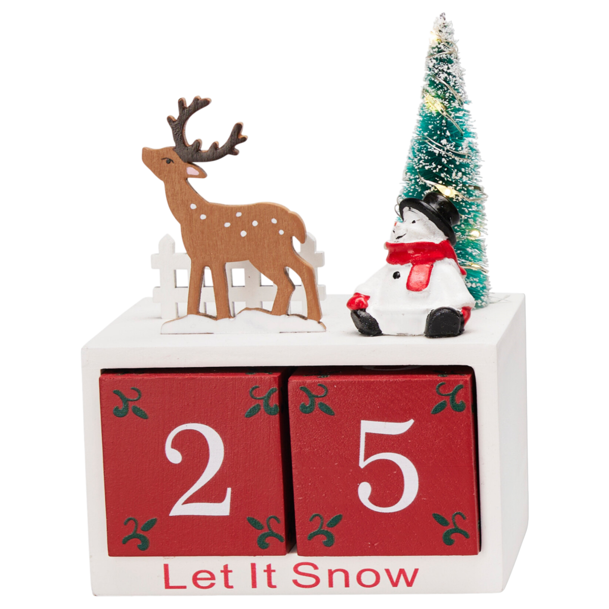 Adventkalender met LED-verlichting: blokken 2 en 5, rendier- en pinguïnfiguur