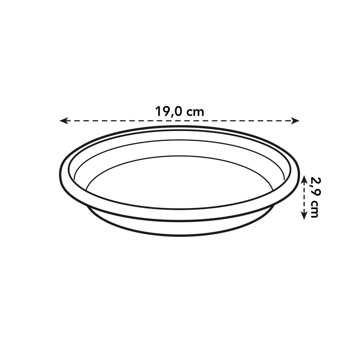 Ronde grijze Elho schotel, afmeting 19 cm breed en 2,3 cm hoog