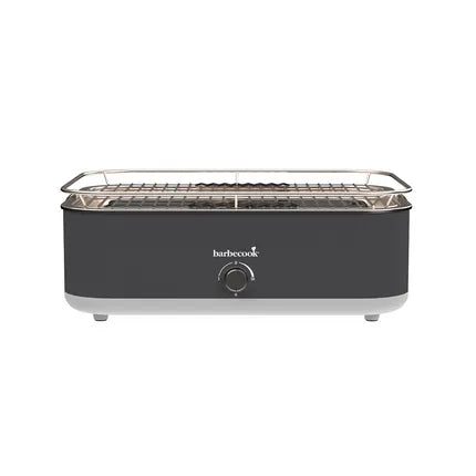Elektrische tafelgrill van Barbecook met grillrooster en donkergrijze behuizing