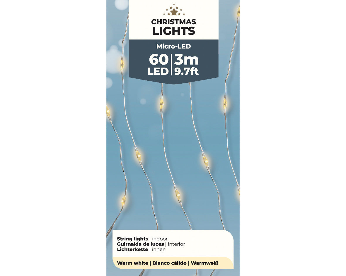 Micro-LED lichtsnoer met kleine lampjes voor binnen, warm-wit steady