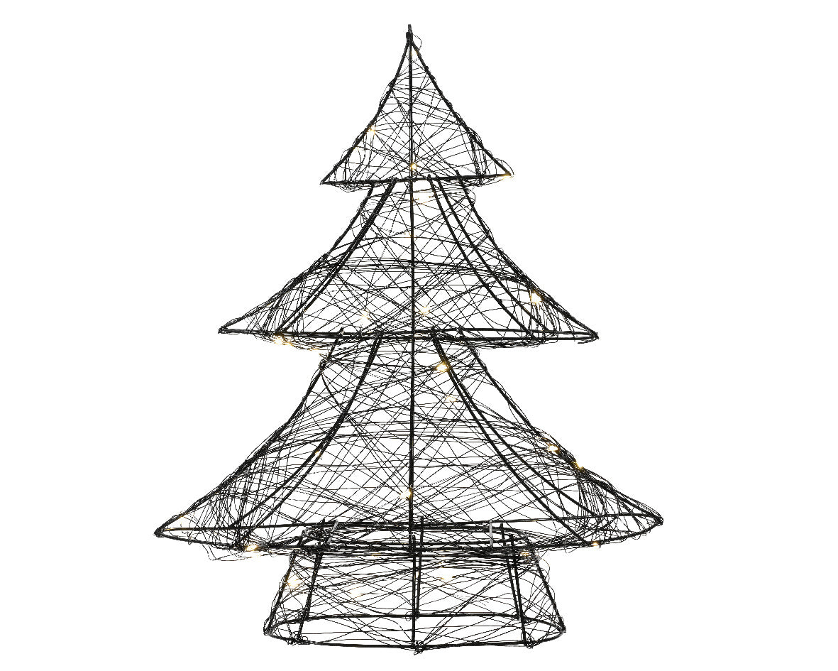 Metalen draad kerstboomvorm met micro-LED lichtsnoer voor binnen