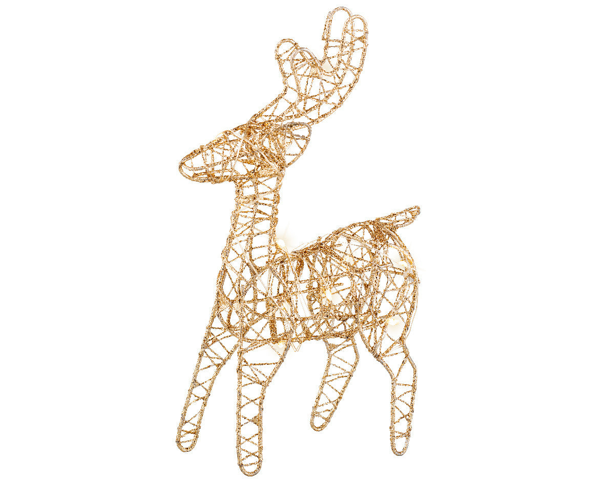 Metalen rendierfiguur met draadstructuur, goudkleurig, voor binnen