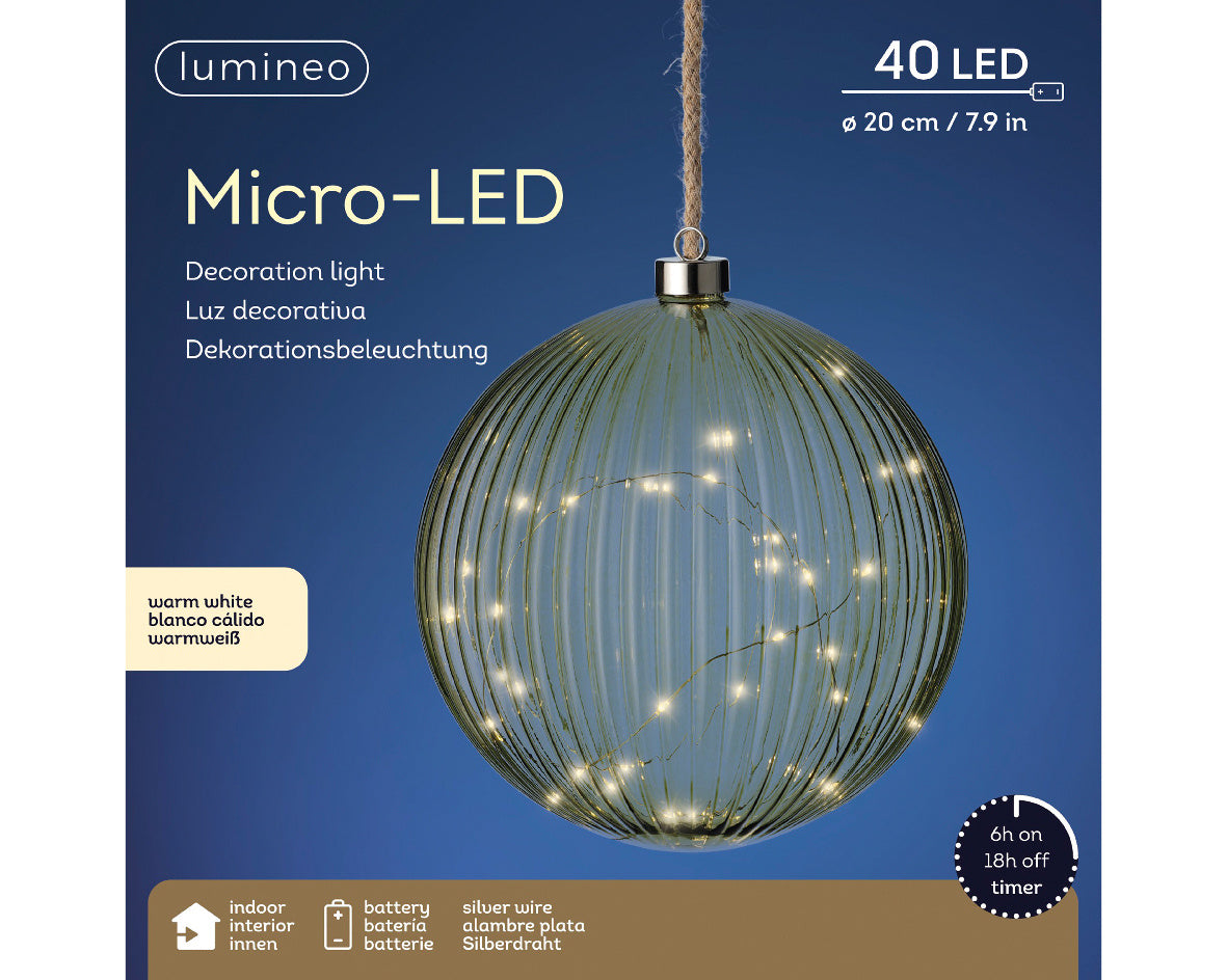 Micro-LED decoratielamp bal, warmwitte LED’s, 40 stuks (op verpakking)
